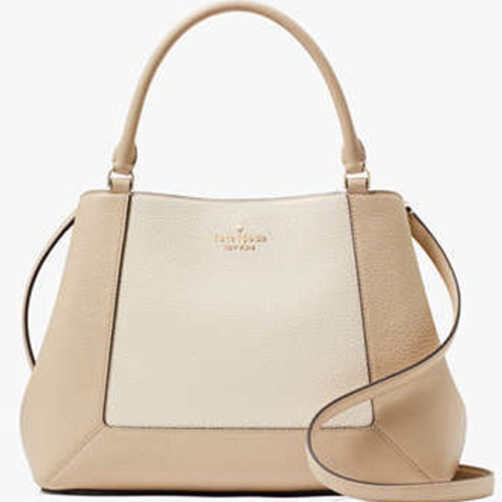 Nwt Kate Spade Lena Colorblock Leather Satchel Kh440 Light Sand Nwt